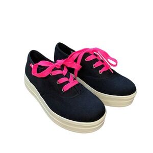 Rocket Dog‎ Platform Sneakers Canvas Lace Up Casual Shoes Black Pink Size 8.5